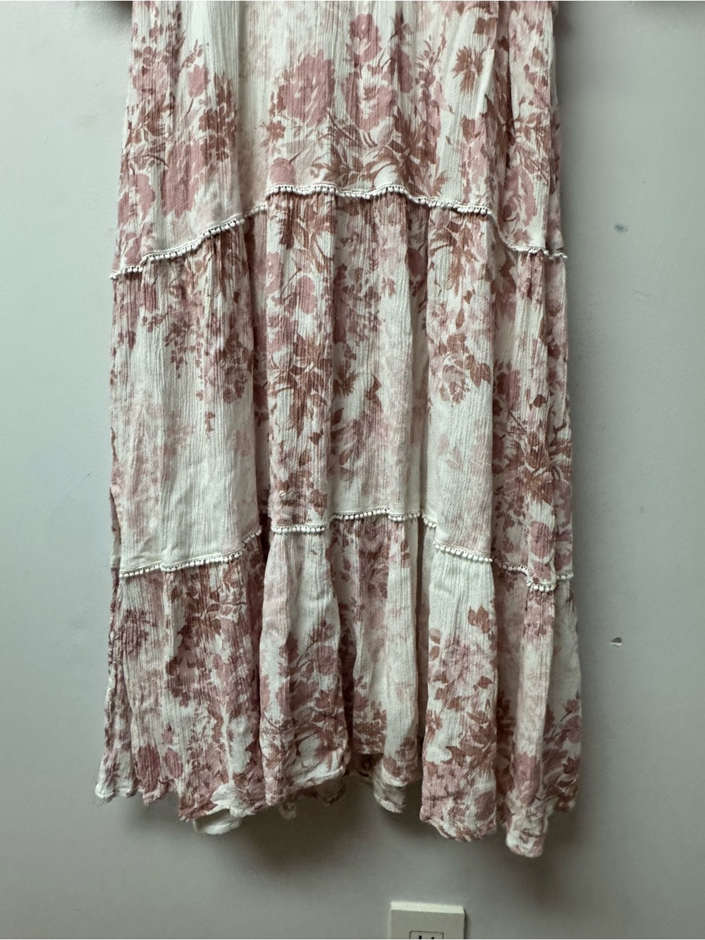 Lovestitch Follow Me Maxi Dress M Pink Ivory Floral Boho Cottagecore Tiered B2 - Picture 8 of 15